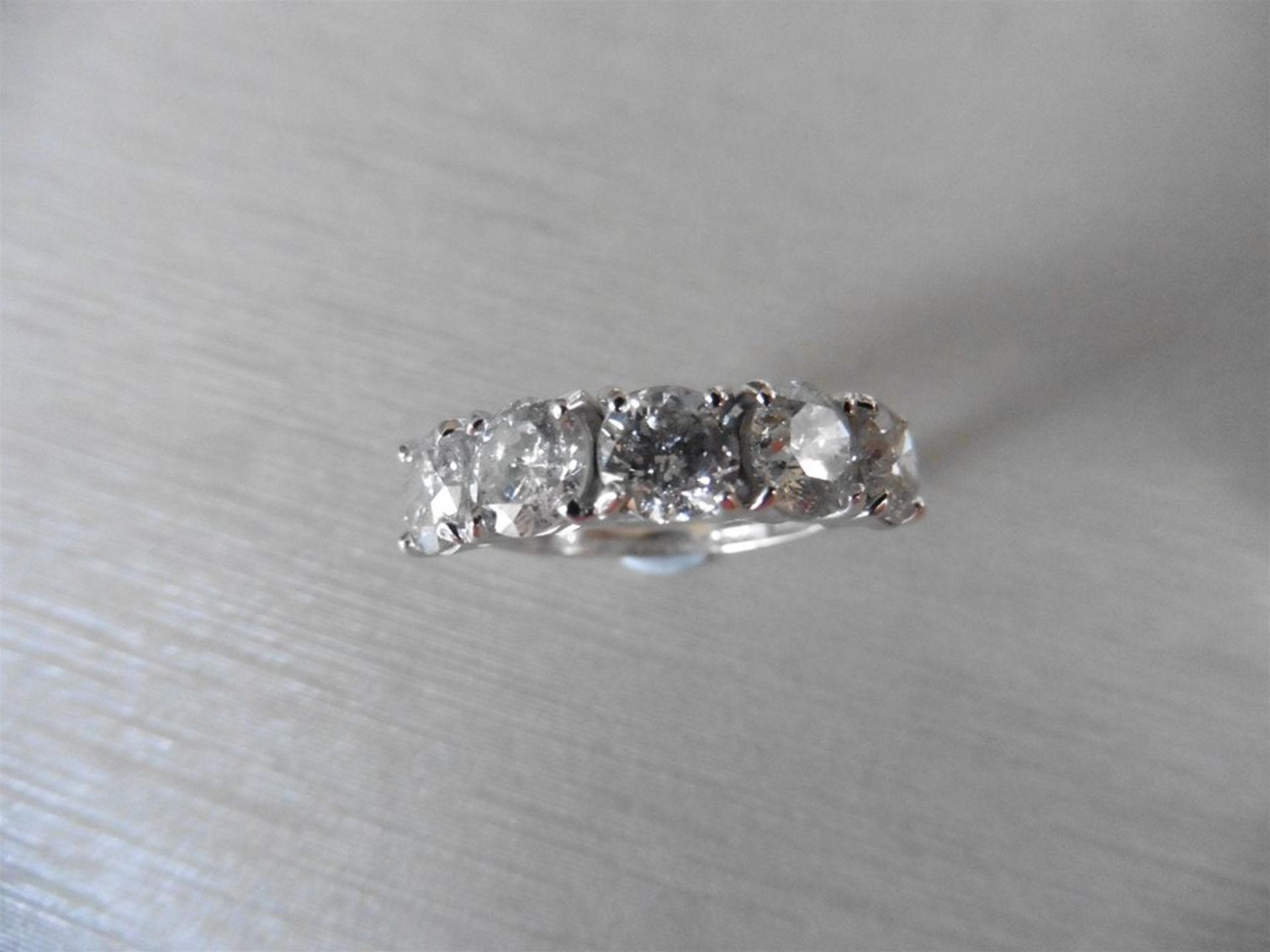 2.50ct Diamond 5 stone ring set with 5 brilliant cut diamonds, I/J colour, i1 clarity. Four claw se