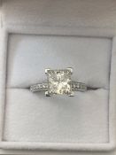 2.09ct diamond set solitaire ring with a princess cut diamond, H colour and si2 clarity on an EGL ce