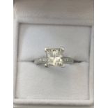 2.09ct diamond set solitaire ring with a princess cut diamond, H colour and si2 clarity on an EGL ce