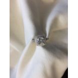 1.81ct diamond set solitaire ring set in 18ct white gold. Centre stone 1.81ct cushion diamond, F col