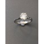 1.31ct diamond solitaire ring set in 18ct white gold. 4 claw setting. Colour and clarity.