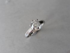 1.02ct diamond solitaire ring with an enhanced brilliant cut diamond. F/G colour and i1 clarity.