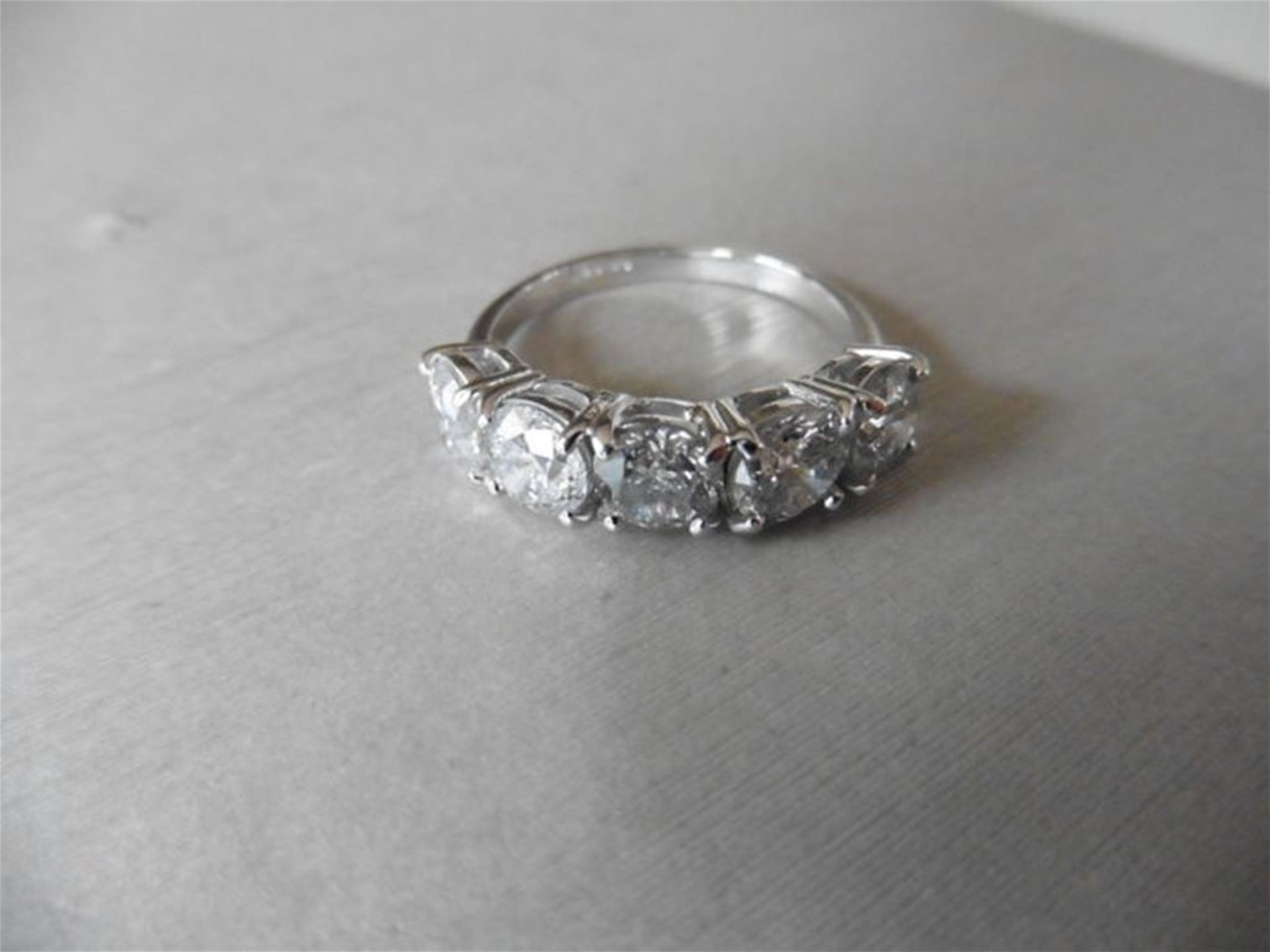 3.50ct diamond five stone ring. Brilliantcut diamonds, I colour, I1 clarity. - Image 2 of 4