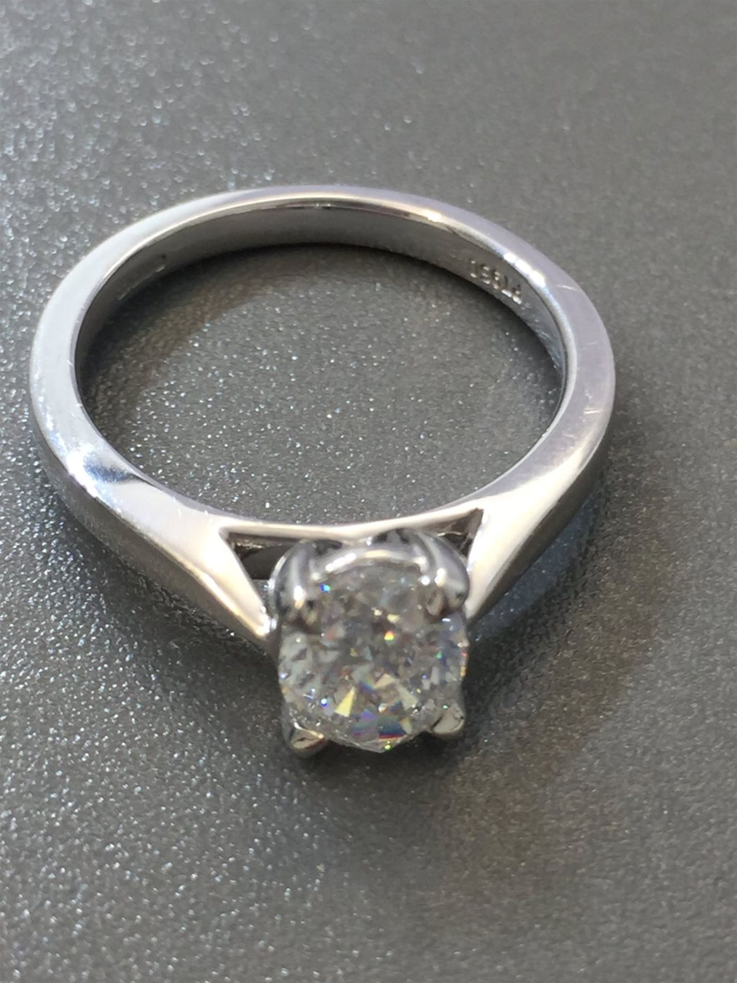 1.20ct diamond solitaire ring set with an oval cut diamond. F colour, si2 clarity.4 claw setting - Image 3 of 5