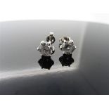 1.40ct Diamond solitaire earrings set with brilliant cut diamonds, I/J colour I1 clarity. Six claw