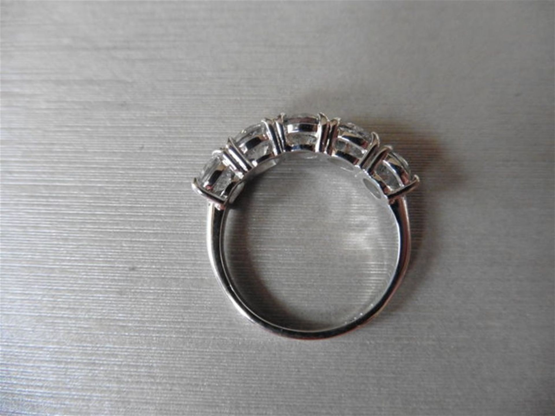 3.50ct diamond five stone ring. Brilliantcut diamonds, I colour, I1 clarity. - Image 3 of 4