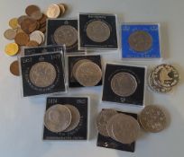 Vintage Retro Collection 14 UK Coins Plus Foreign Coinage No Reserve