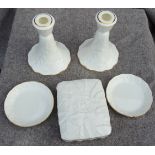 5 Pieces of Royal Worcester China Fern Leaf Pattern Includes Candle Sticks NO RESERVE