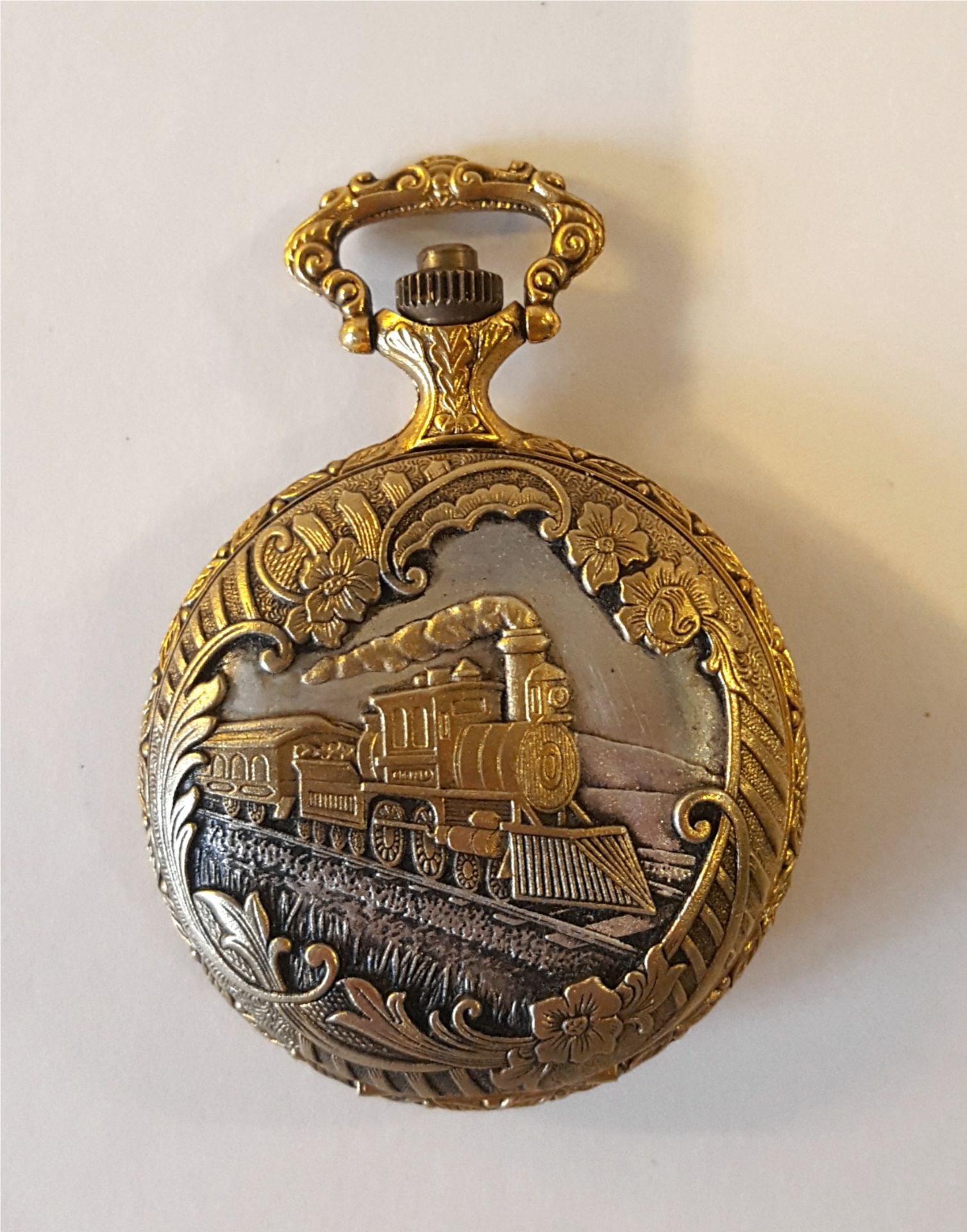 Vintage Retro Pocket Watch Railway Theme Majestron