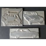 3 x Vintage Retro Metal Automobilia Car Related Advertising Printing Blocks Ford
