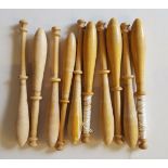 10 Vintage Wooden Lace Bobbins 7cm to 10cm long NO RESERVE