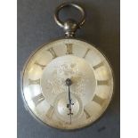 Antique Vintage Sterling Silver Pocket Watch c1859