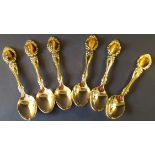 6 x Vintage Retro 24ct Plated Tea Spoons Mineral World Simonstown