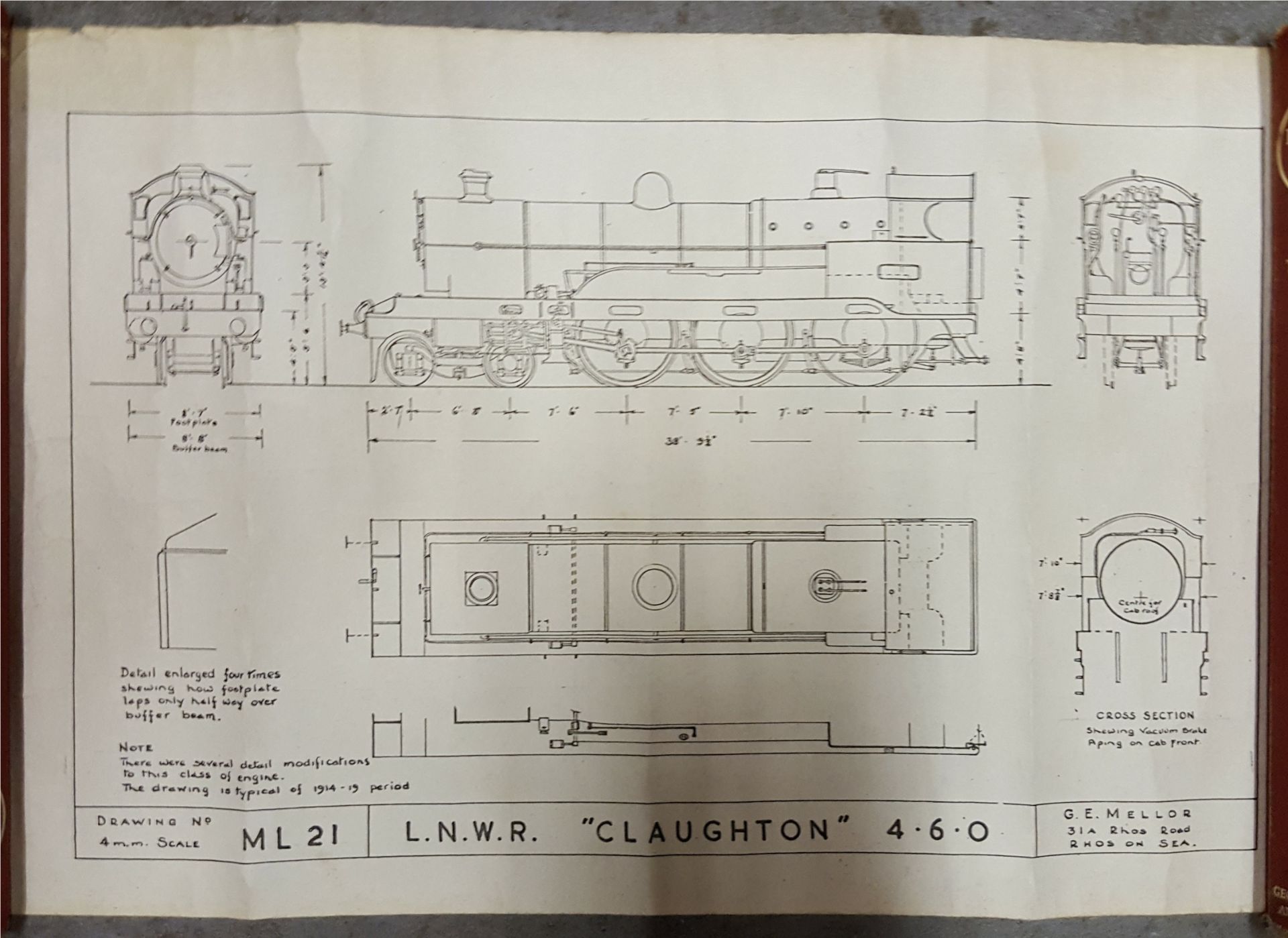 Vintage Retro 8 x Diagrames of Railway Steam Engines NO RESERVE - Bild 3 aus 8