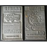 2 x Vintage Retro Metal Automobilia Car Related Advertising Printing Blocks