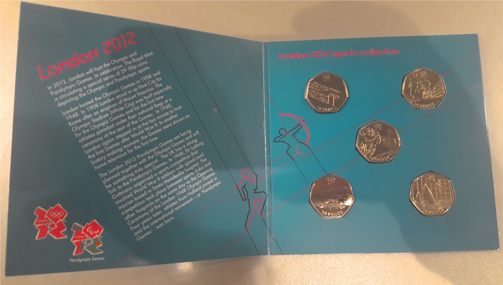 Collectable Proof Coins 2012 Royal Mint London Sports Collection Set of 5 50p Coins - Image 2 of 2