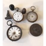 Antiques Vintage Parcel Pocket Watches & Seals Incldes Sterling Silver Pocket Watch