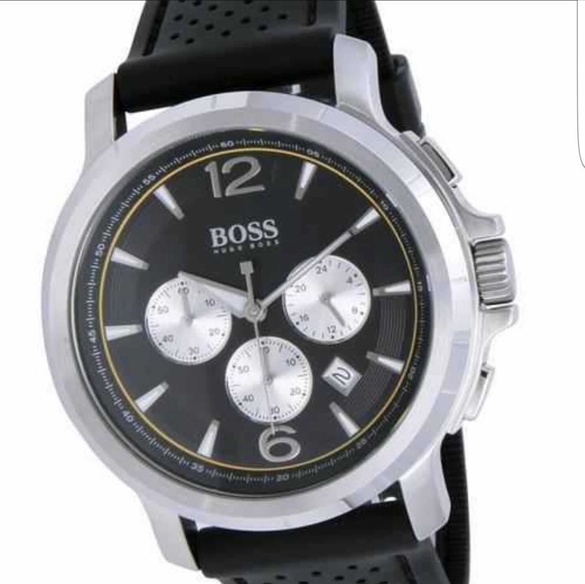 BRAND NEW HUGO BOSS 1512455, GENTS DESIGNER CHRONOGRAPH WATCH WITH ORIGINAL BOX AND BOOKLET