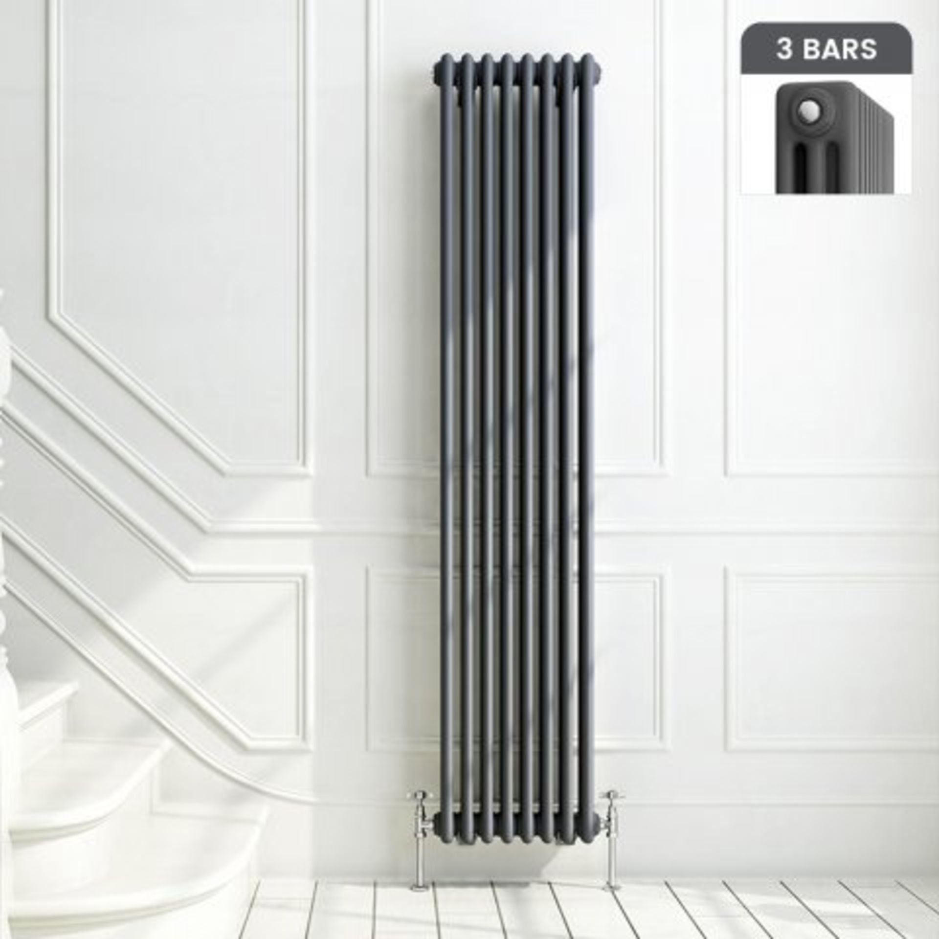 (O146) 1800x380mm Anthracite Triple Panel Vertical Colosseum Traditional Radiator. RRP £599.98.