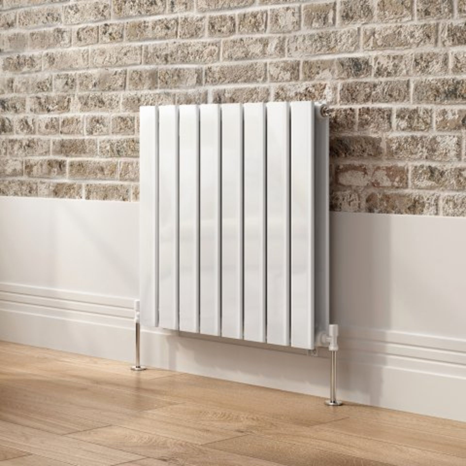 (O16) 600x600mm Gloss White Double Flat Panel Horizontal Radiator. RRP £374.99. Designer Touch - Image 4 of 5