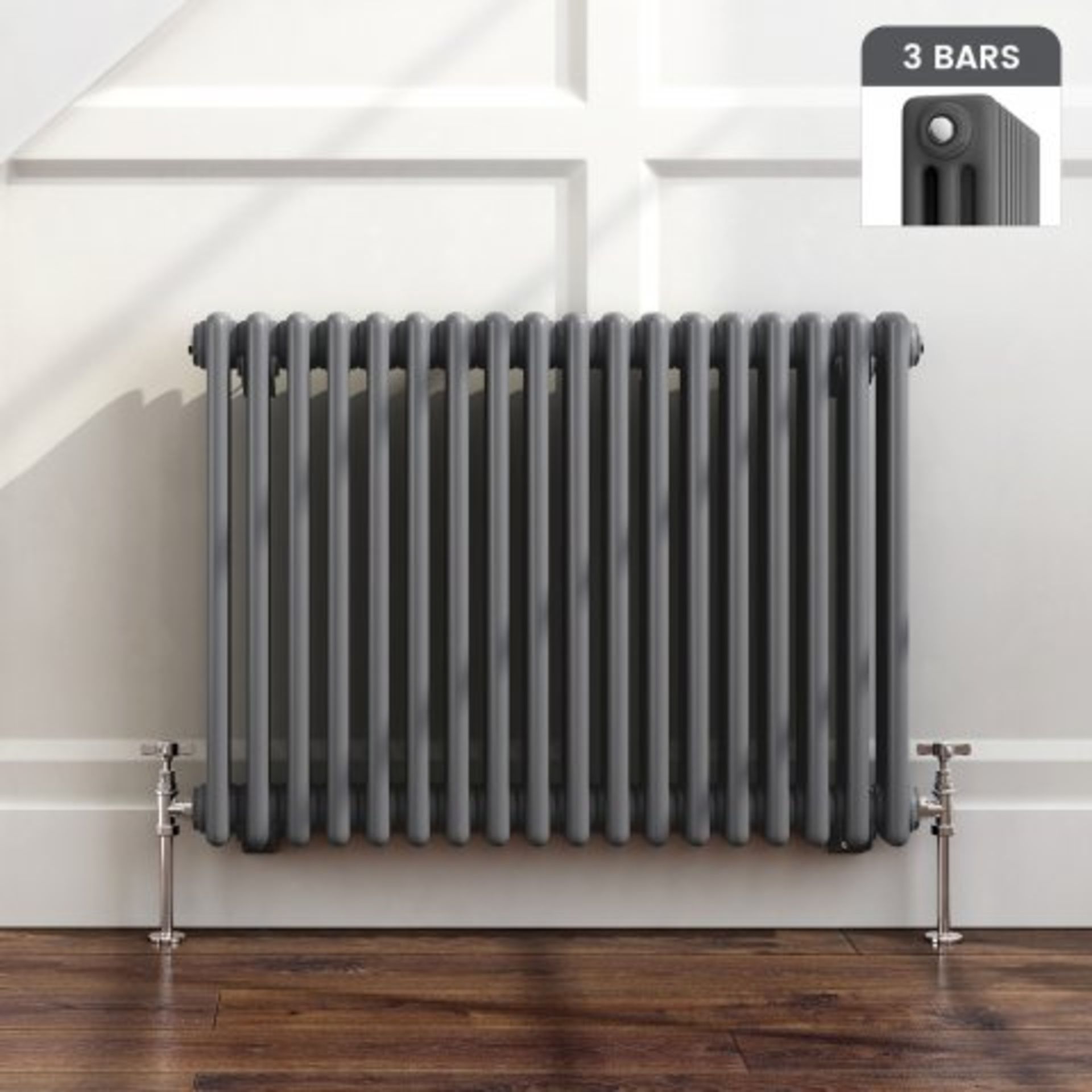 (O58) 600x780mm Anthracite Triple Panel Horizontal Colosseum Traditional Radiator. RRP £449.99.