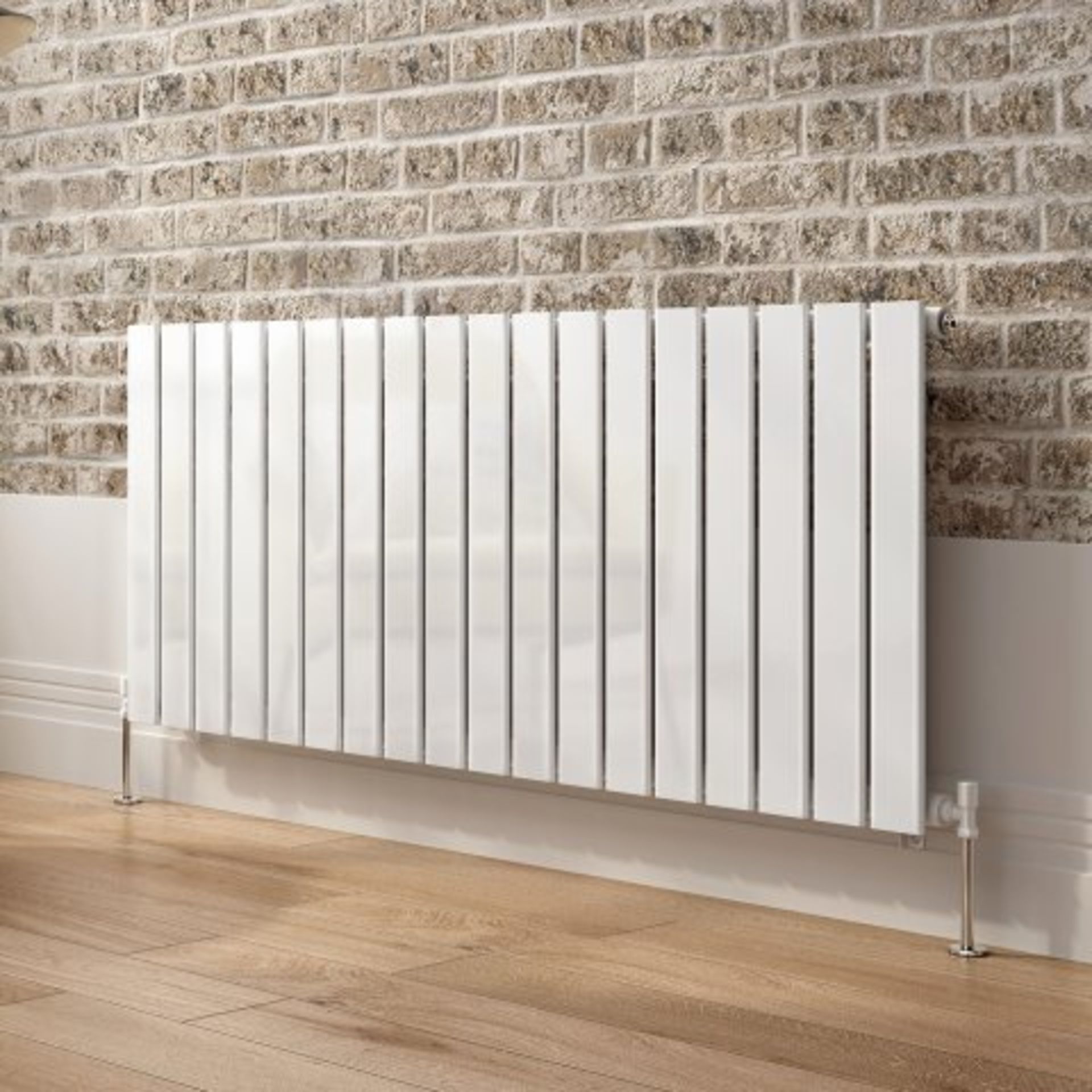 (O41) 600x1380mm White Single Flat Panel Horizontal Radiator. RRP £322.99. Designer Touch Ultra- - Image 4 of 4