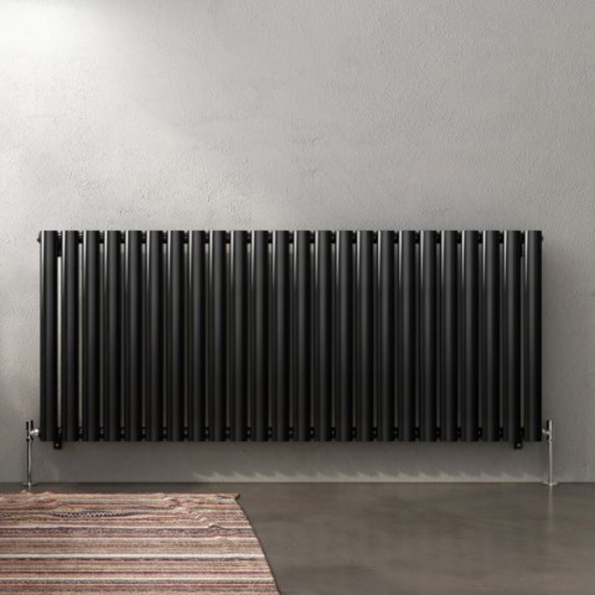 (P31) 600x1440mm Gloss Black Single Panel Oval Tube Horizontal Radiator. RRP £263.99. With its - Image 4 of 4