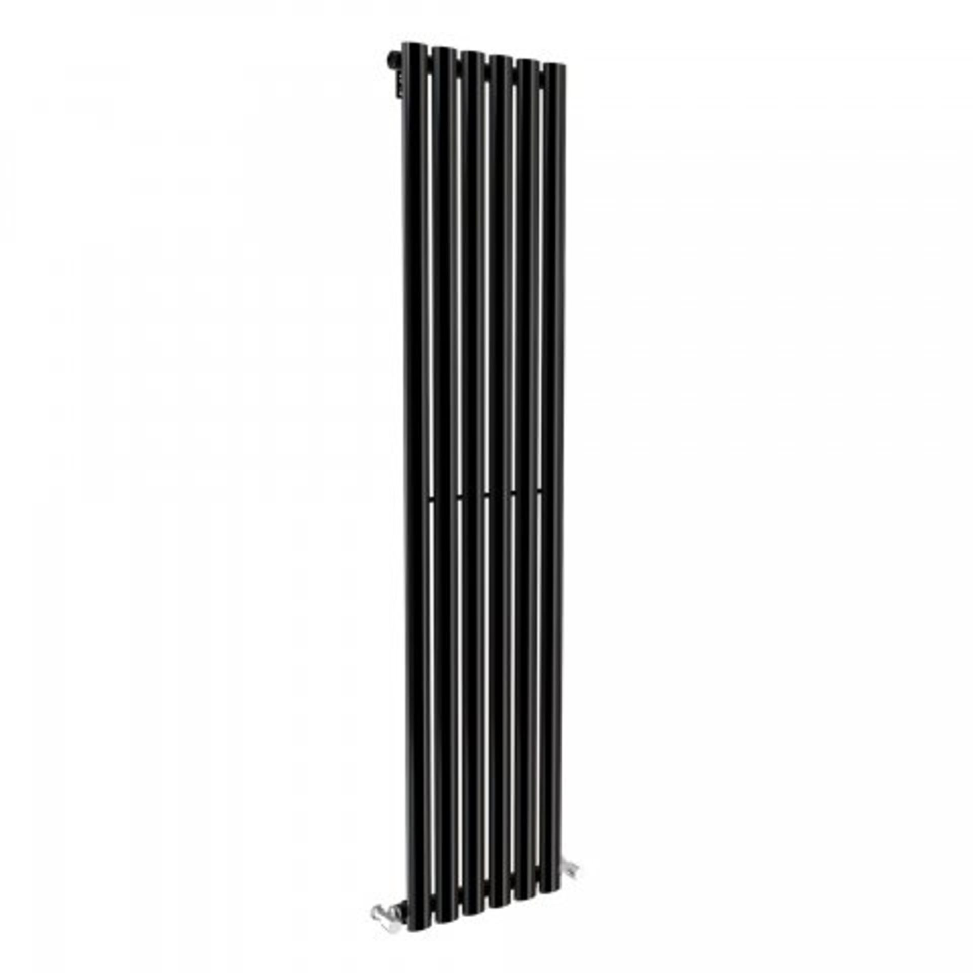 (O123) 1600x360mm Gloss Black Single Oval Tube Vertical Radiator. RRP £191.98. Want to add a - Image 5 of 5
