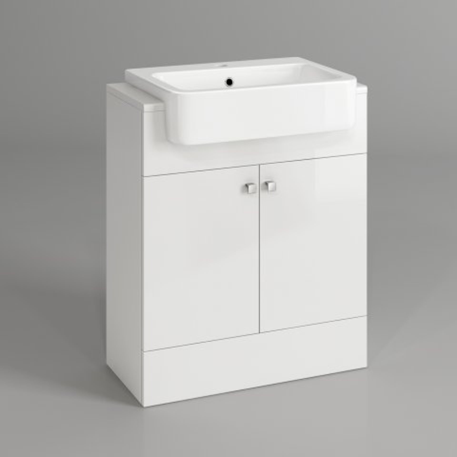 (O37) 660mm Harper Gloss White Basin Vanity Unit - Floor Standing. RRP £449.99. COMES COMPLETE - Image 4 of 5