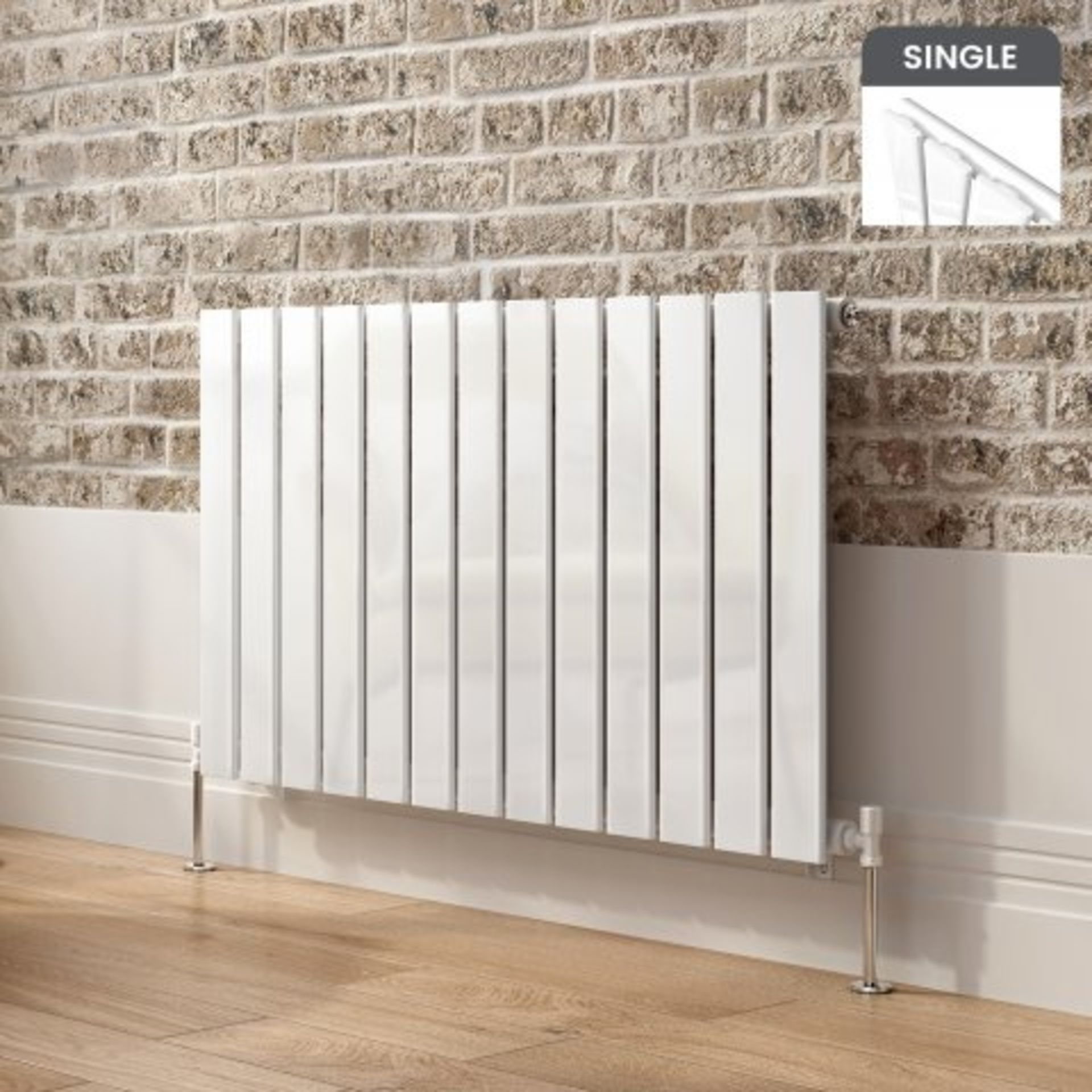 (O101) 600x980mm Gloss White Single Flat Panel Horizontal Radiator. RRP £214.99. Designer Touch