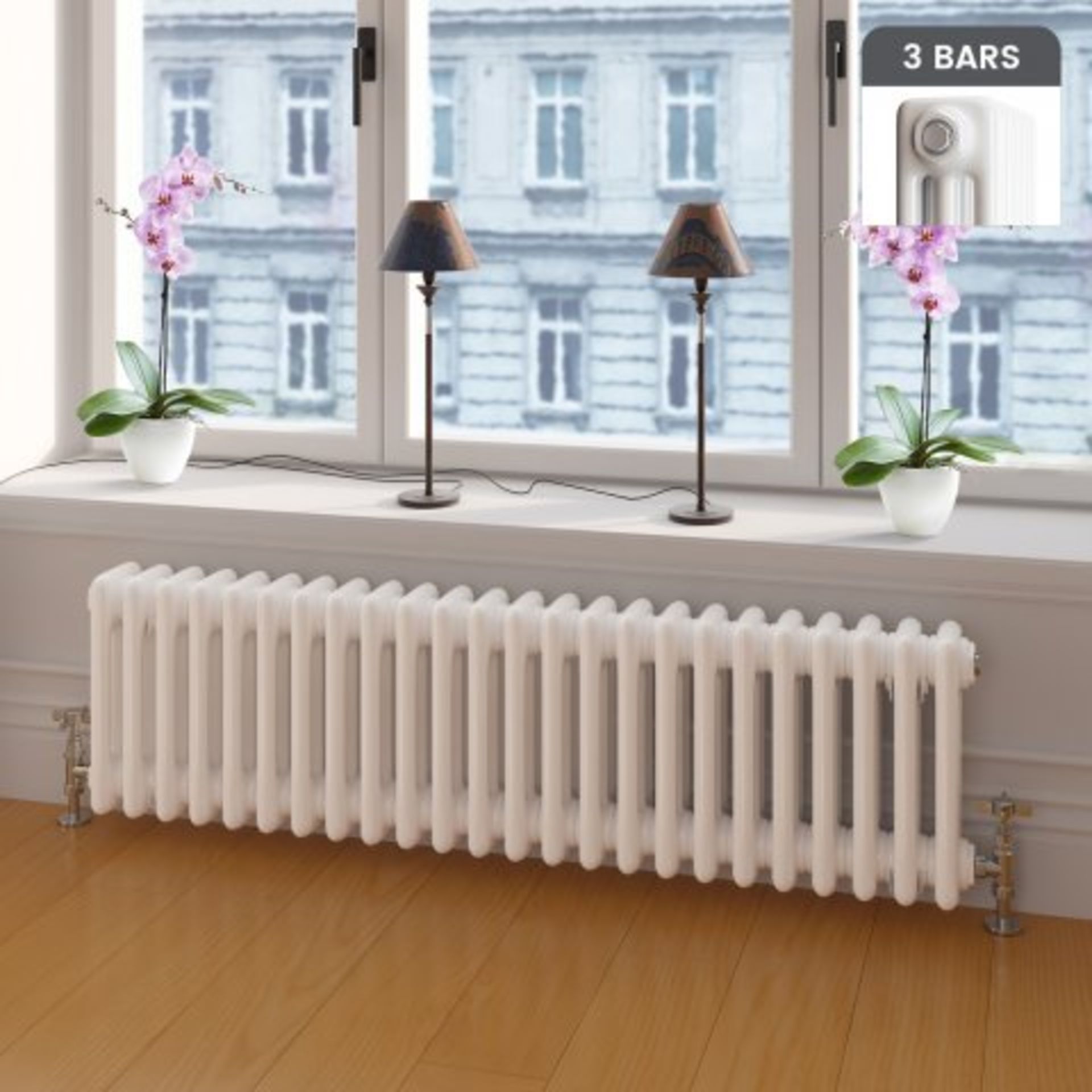 (O104) 300x1000mm White Triple Panel Horizontal Colosseum Traditional Radiator. RRP £371.99. Classic