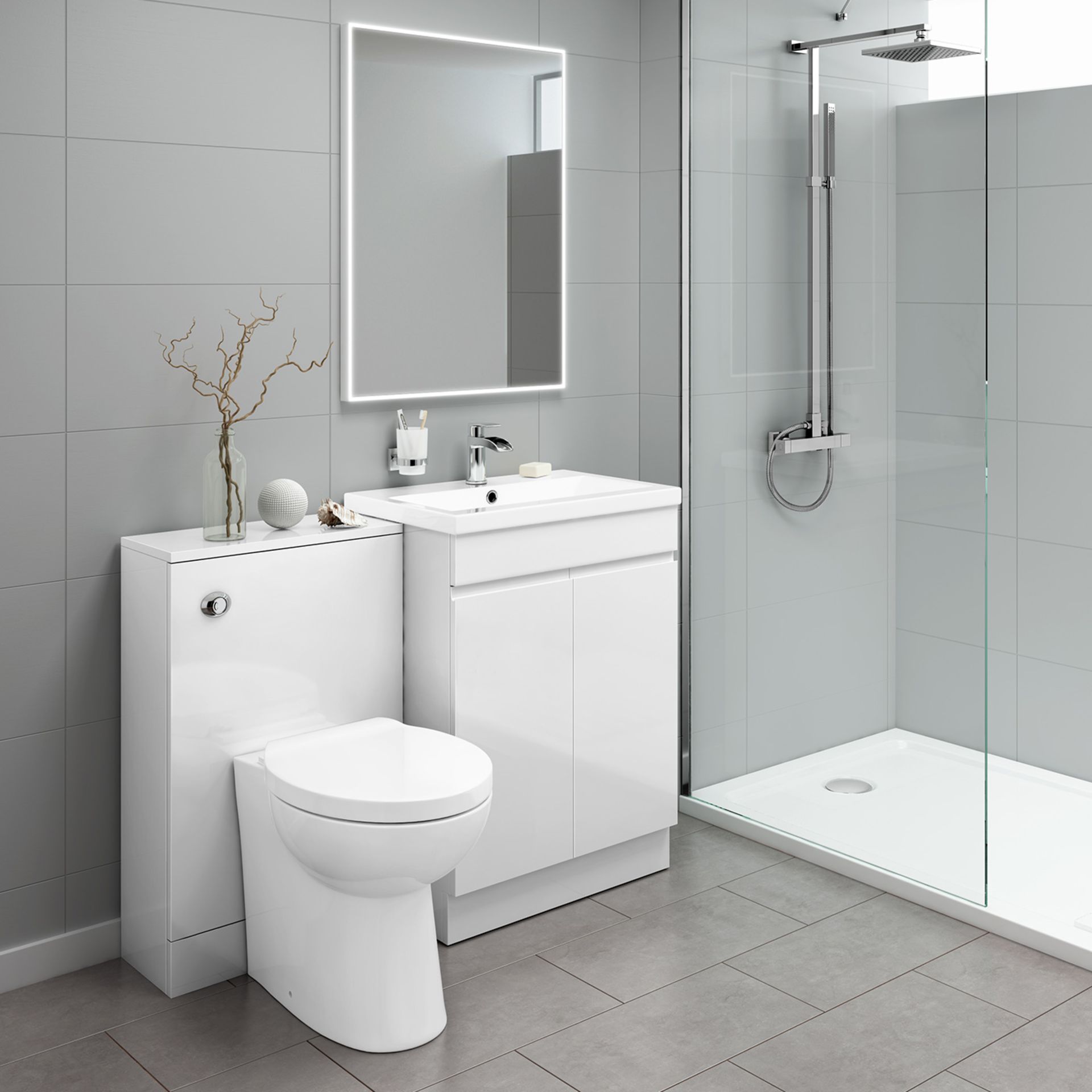 (O38) 1100mm Complete Basin Vanity Unit with Toilet Pan & Back to Wall Unit. RRP £899.99. This set - Image 5 of 5