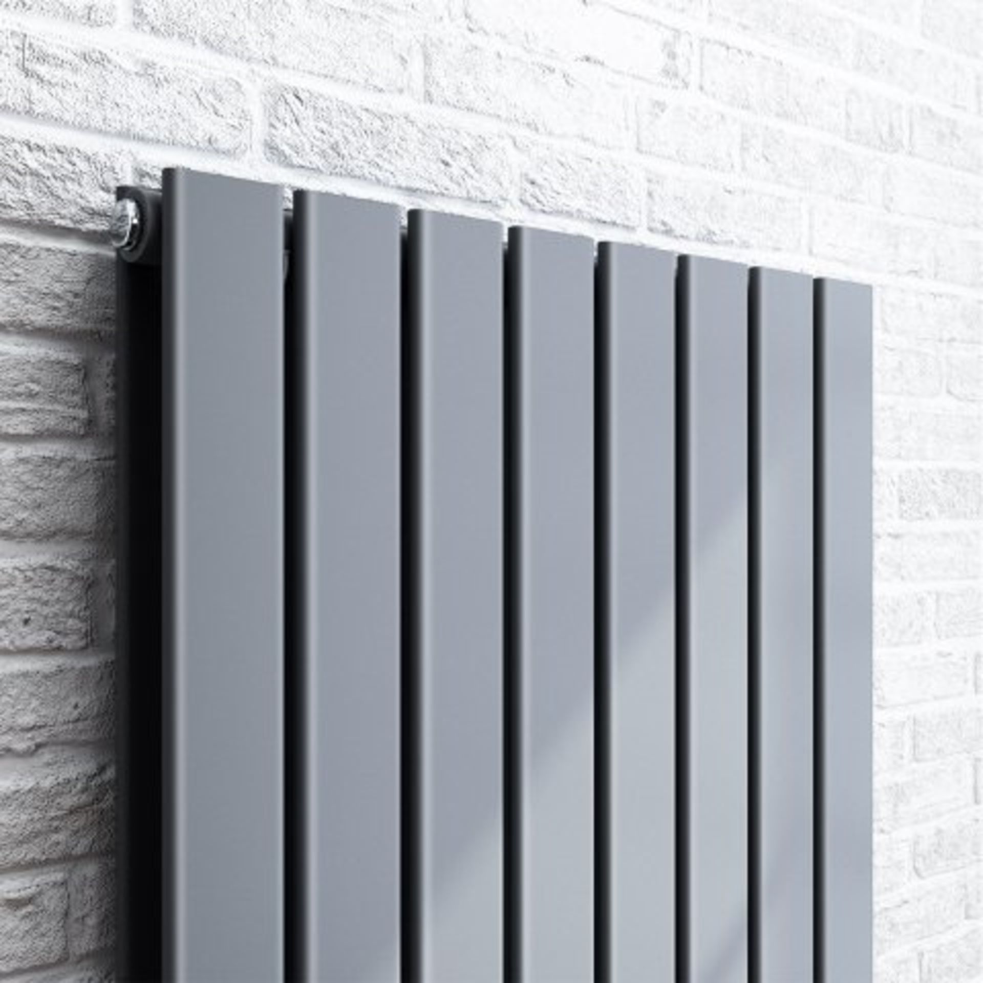 (O199) 1600x608mm Anthracite Double Flat Panel Vertical Radiator. RRP £599.99. Designer Touch - Image 3 of 4