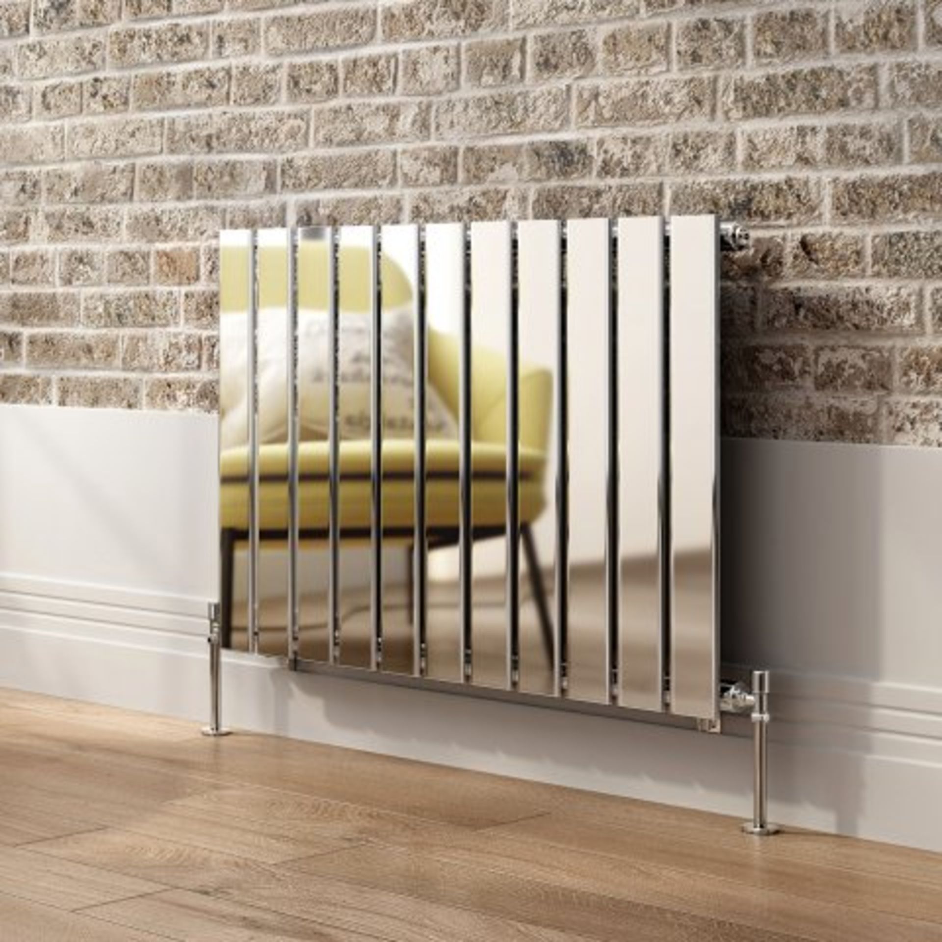 (O61) 600x830mm Chrome Single Flat Panel Horizontal Radiator. RRP £319.99. Designer Touch Ultra- - Image 3 of 4