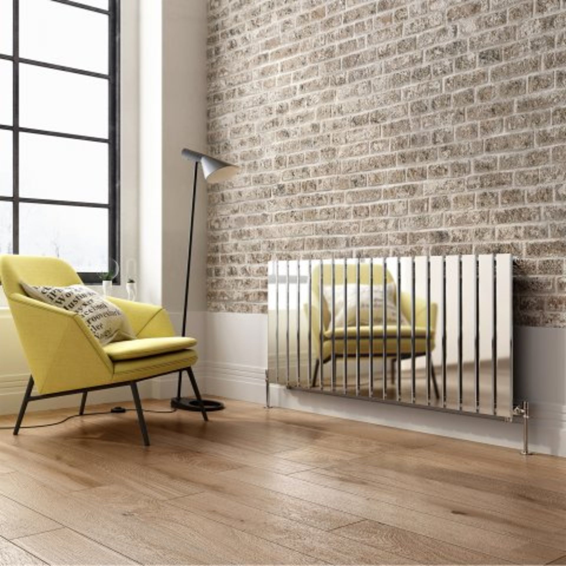 (O25) 600x1380mm Chrome Single Flat Panel Horizontal Radiator.. RRP £615.99. Designer Touch Ultra- - Image 4 of 4