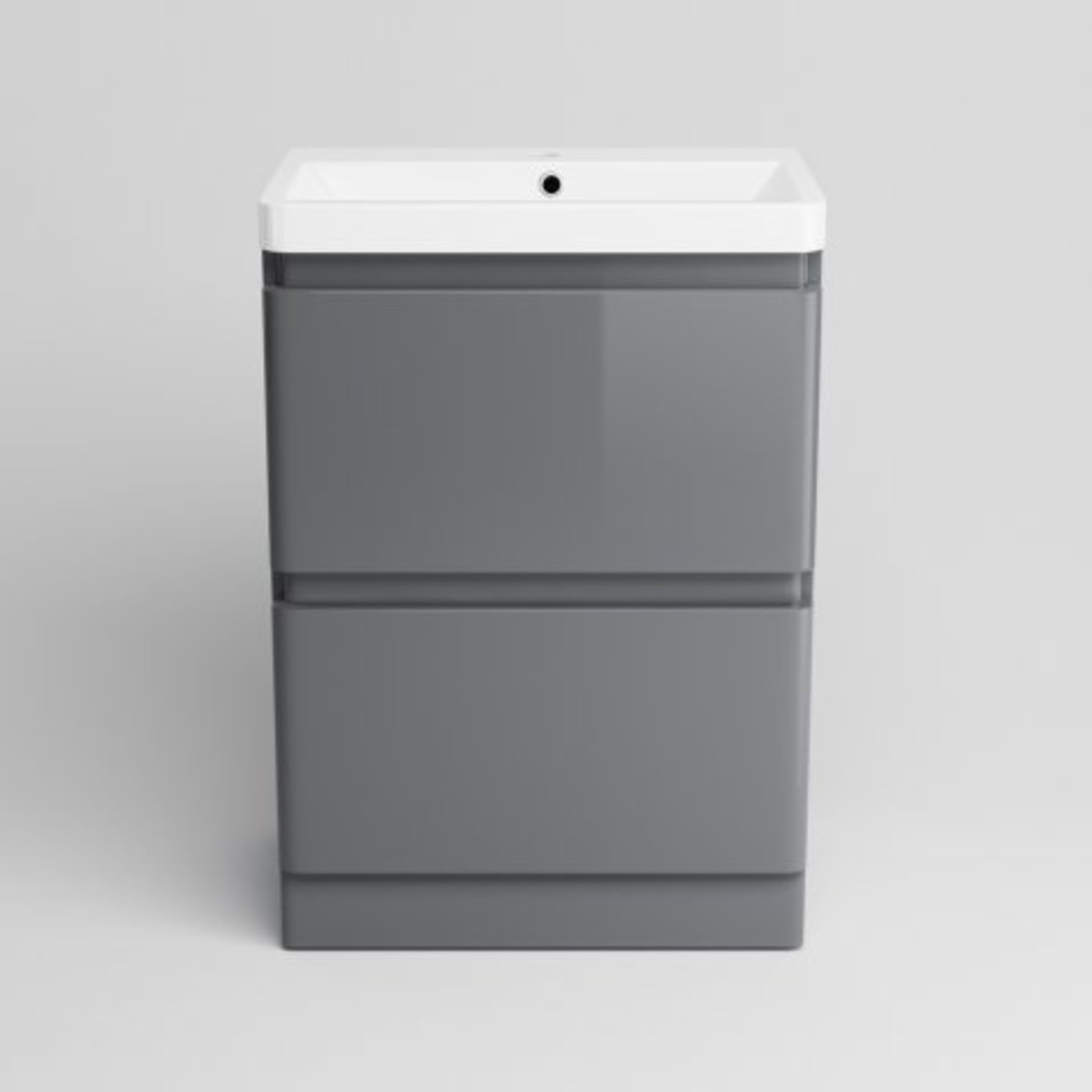 (O31) 600mm Denver II Gloss Grey Built In Basin Drawer Unit - Floor Standing. RRP £599.99. COMES - Image 5 of 5