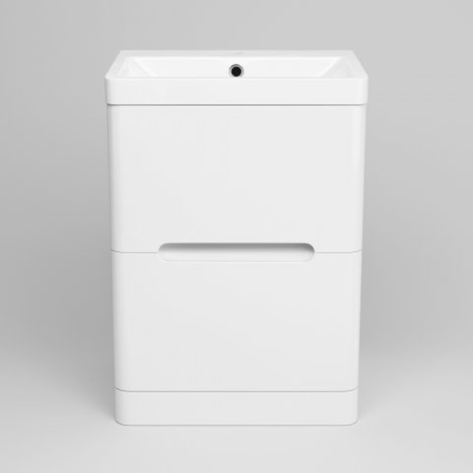 (O33) 600mm Tuscany Gloss White Built In Basin Double Drawer Unit - Floor Standing. RRP £499.99. - Image 5 of 5