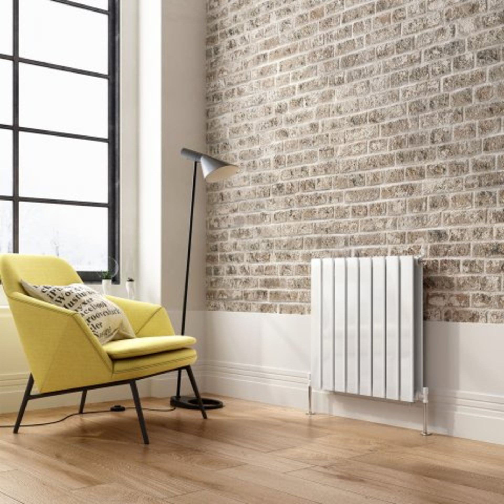 (O16) 600x600mm Gloss White Double Flat Panel Horizontal Radiator. RRP £374.99. Designer Touch - Image 2 of 5