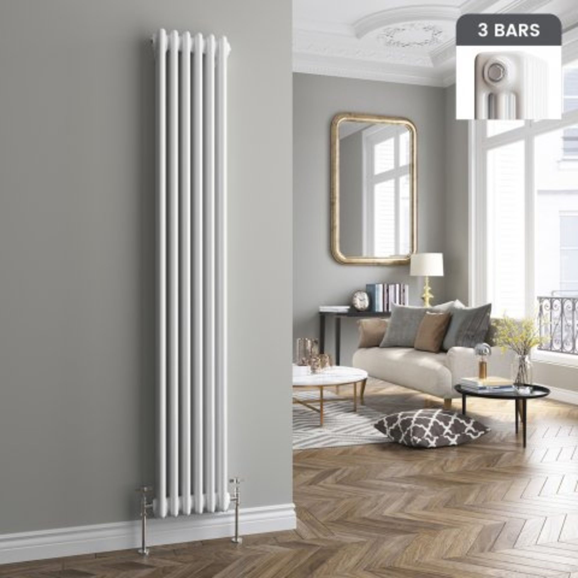 (O130) 1800x290mm White Triple Panel Vertical Colosseum Traditional Radiator. RRP £355.99. Classic