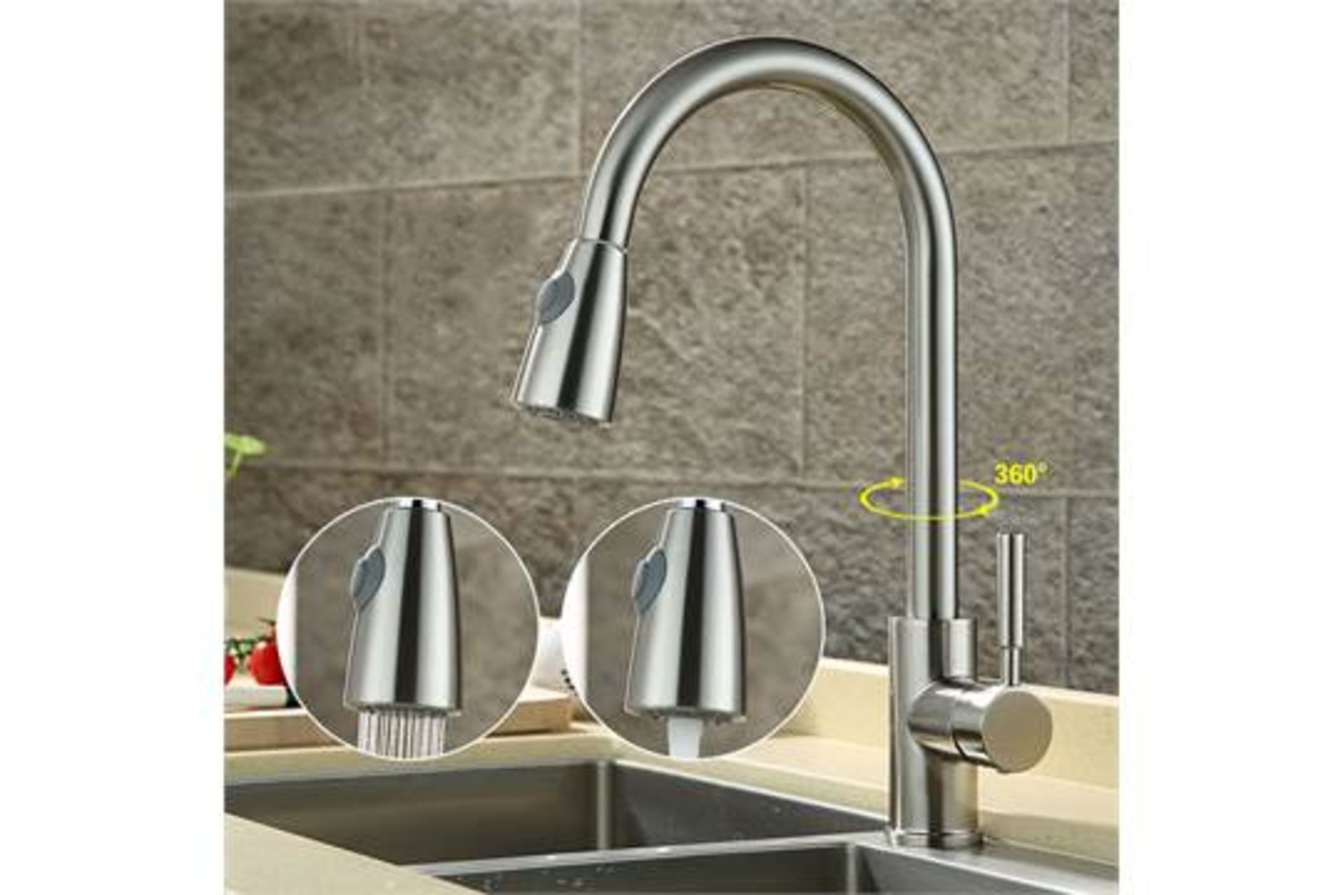 (O292) Della Chrome Plated Kitchen Mixer Tap - Pull Out Spray. RRP £253.98. Contemporary with an - Image 3 of 3