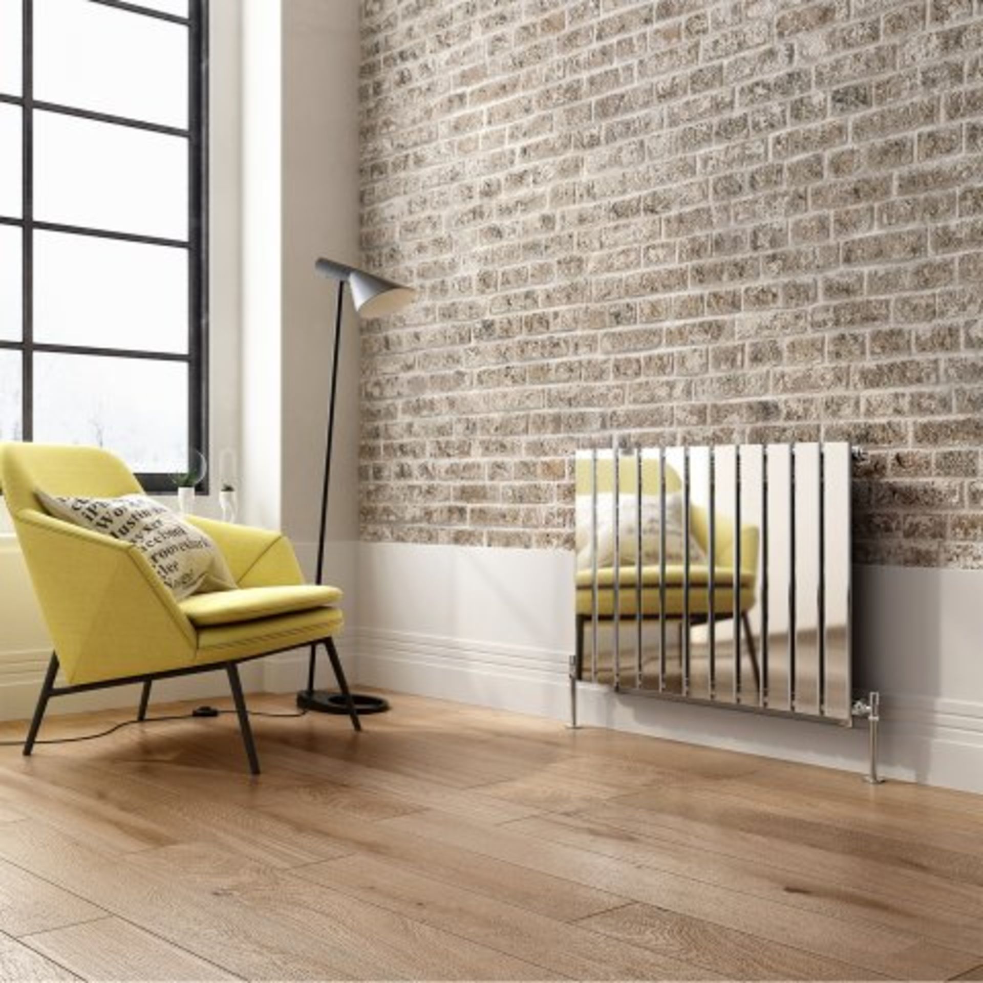 (O61) 600x830mm Chrome Single Flat Panel Horizontal Radiator. RRP £319.99. Designer Touch Ultra- - Image 2 of 4