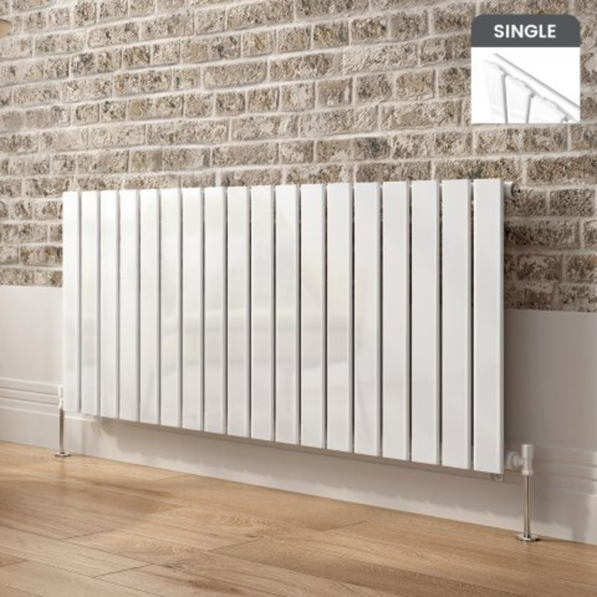 (O41) 600x1380mm White Single Flat Panel Horizontal Radiator. RRP £322.99. Designer Touch Ultra-