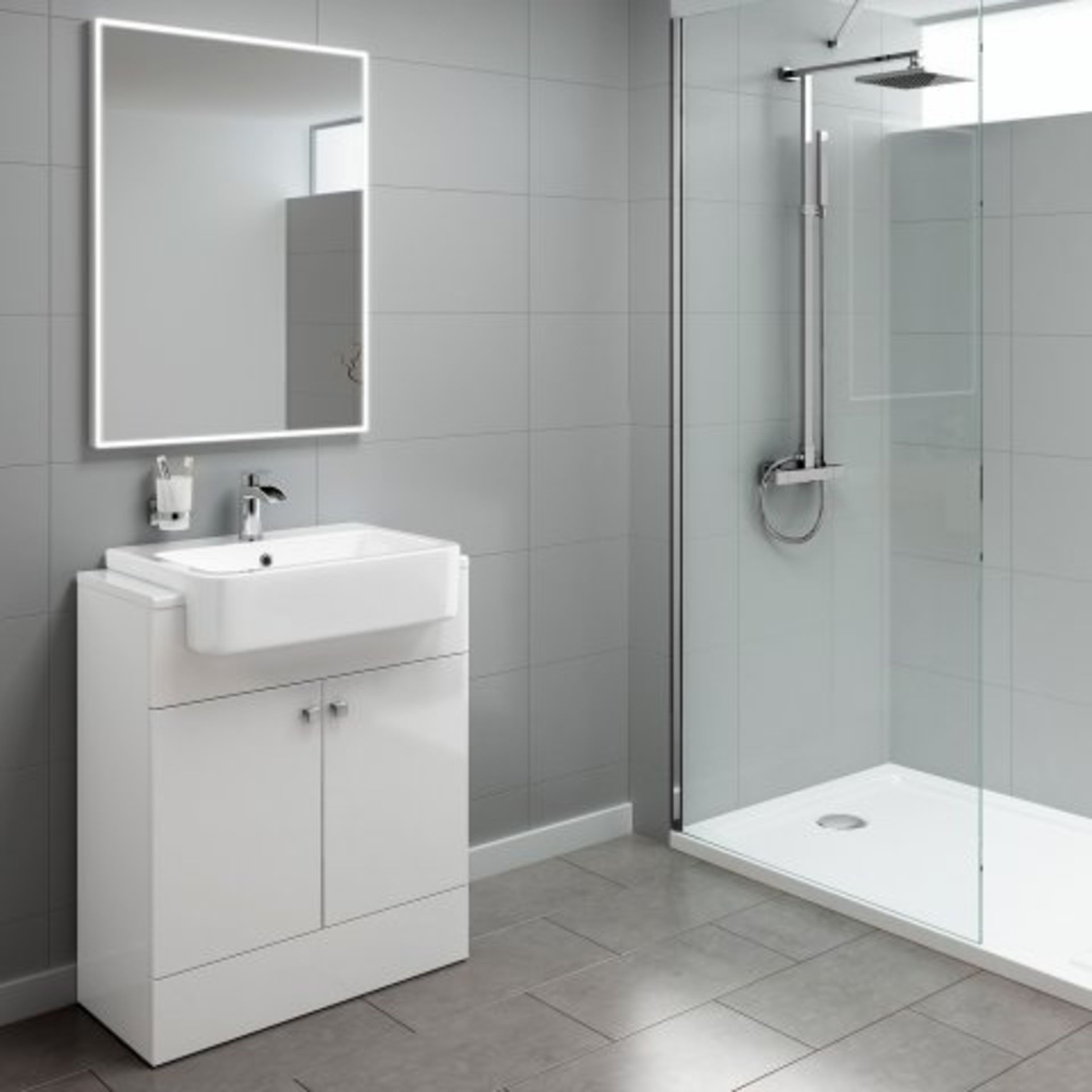 (O37) 660mm Harper Gloss White Basin Vanity Unit - Floor Standing. RRP £449.99. COMES COMPLETE - Image 3 of 5