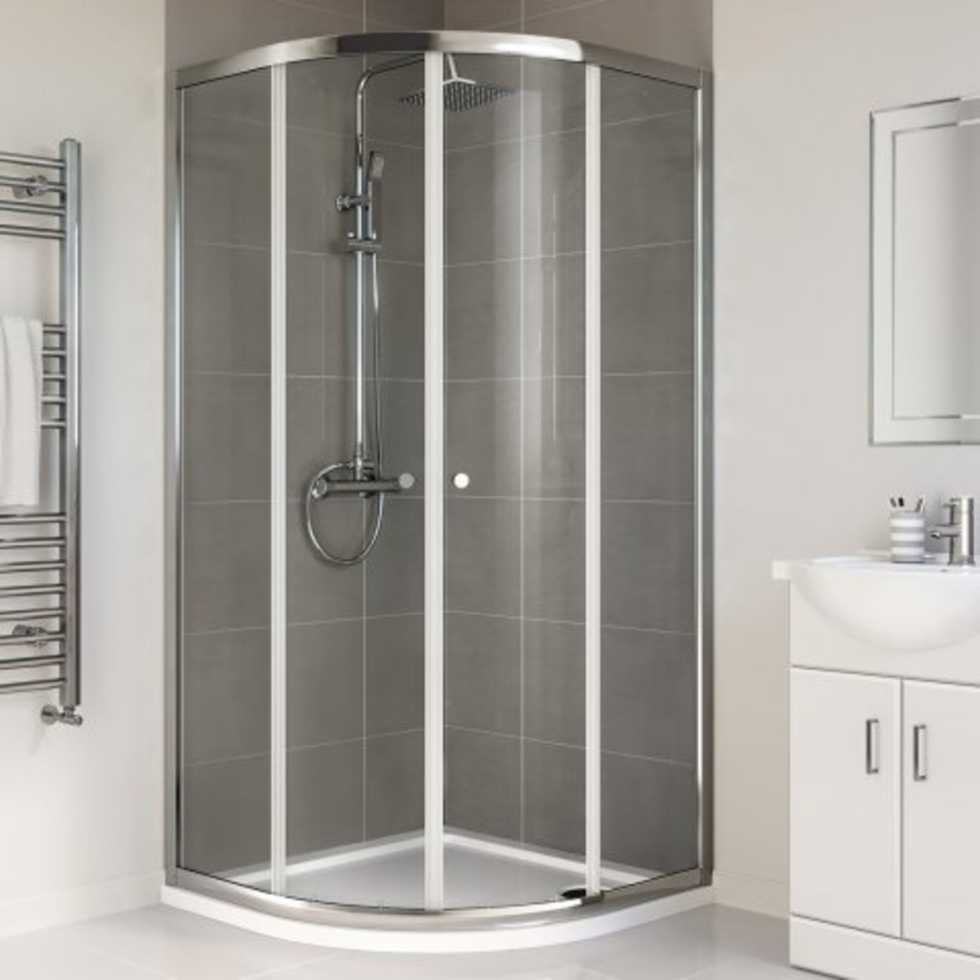 (P263) 900x900mm - Elements Quadrant Shower Enclosure. RRP £299.99. Budget Solution Our entry