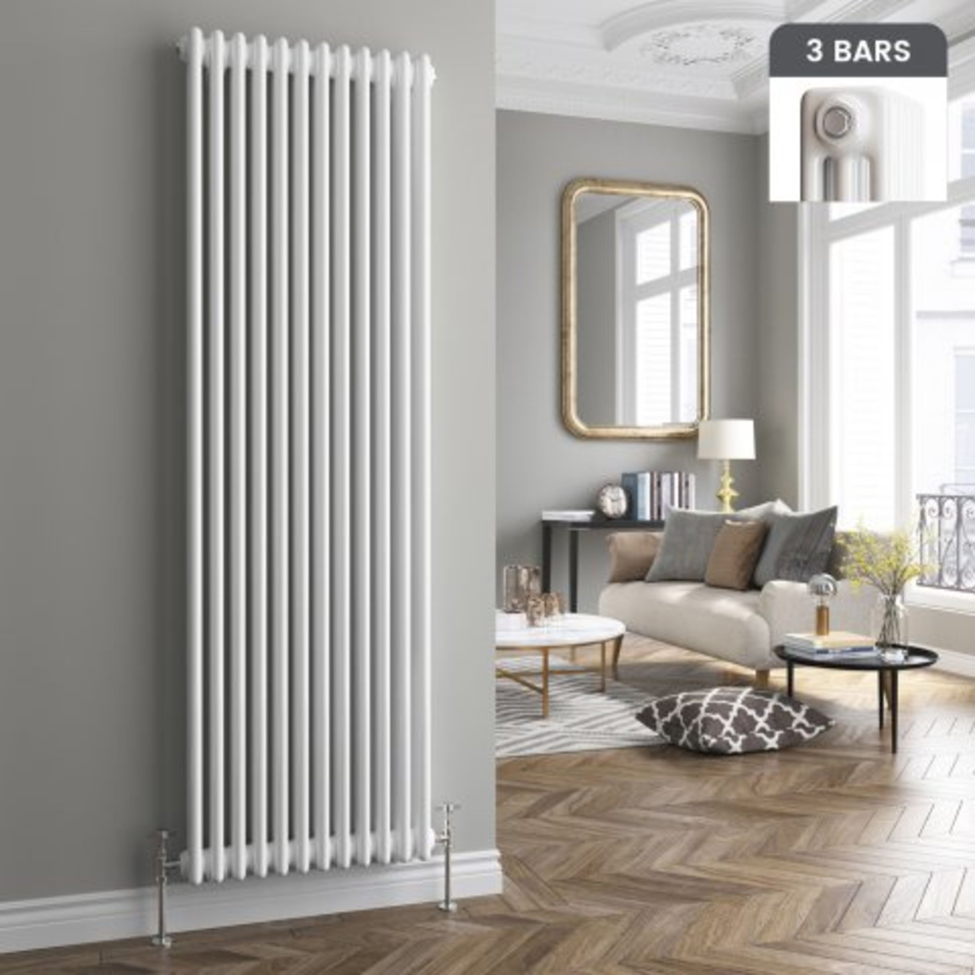 (O26) 1800x554mm White Triple Panel Vertical Colosseum Traditional Radiator. RRP £599.99. Classic