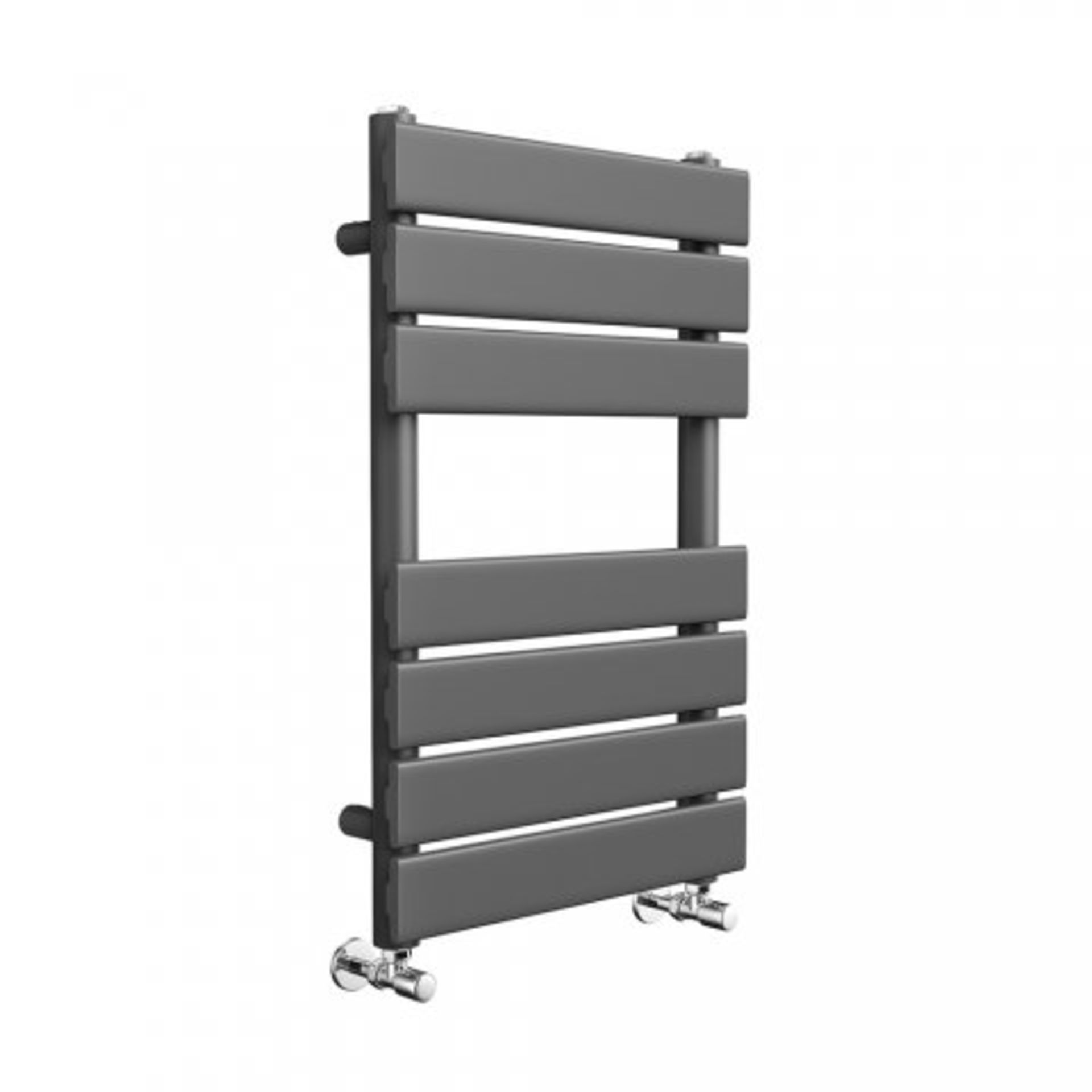 (O125) 650x400mm Anthracite Flat Panel Ladder Towel Radiator. RRP £174.99. Stylishly sleek panels - Image 2 of 3