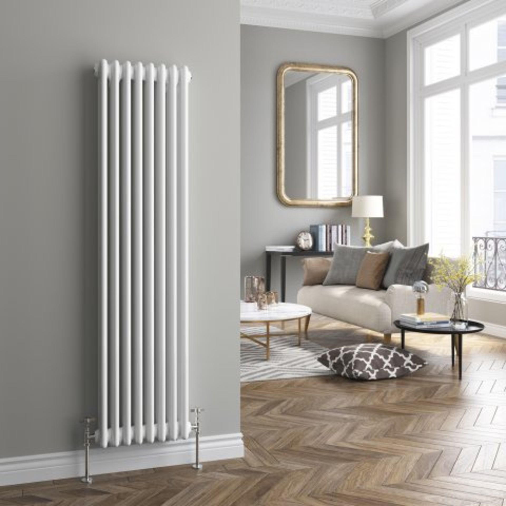 (P247) 1500x380mm White Triple Panel Vertical Colosseum Traditional Radiator. RRP £371.99. Classic - Image 2 of 5
