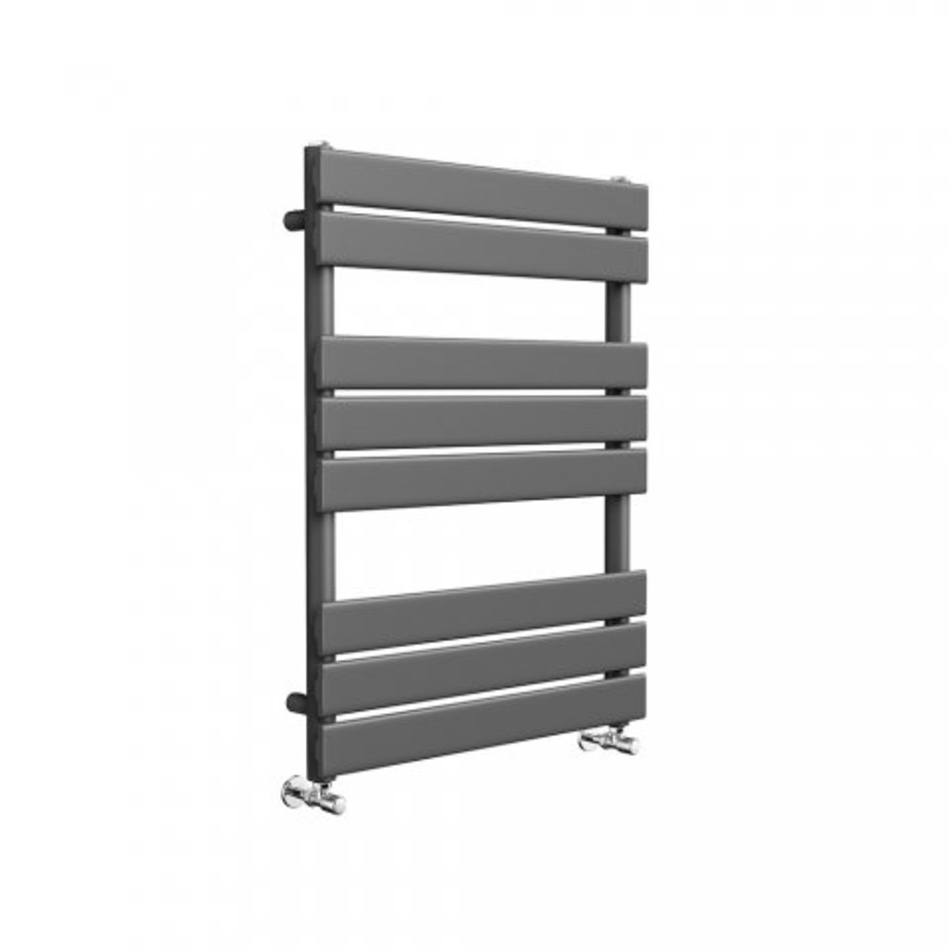 (O24) 800x600mm Anthracite Flat Panel Ladder Towel Radiator. RRP £249.99. Stylishly sleek panels set - Image 2 of 3