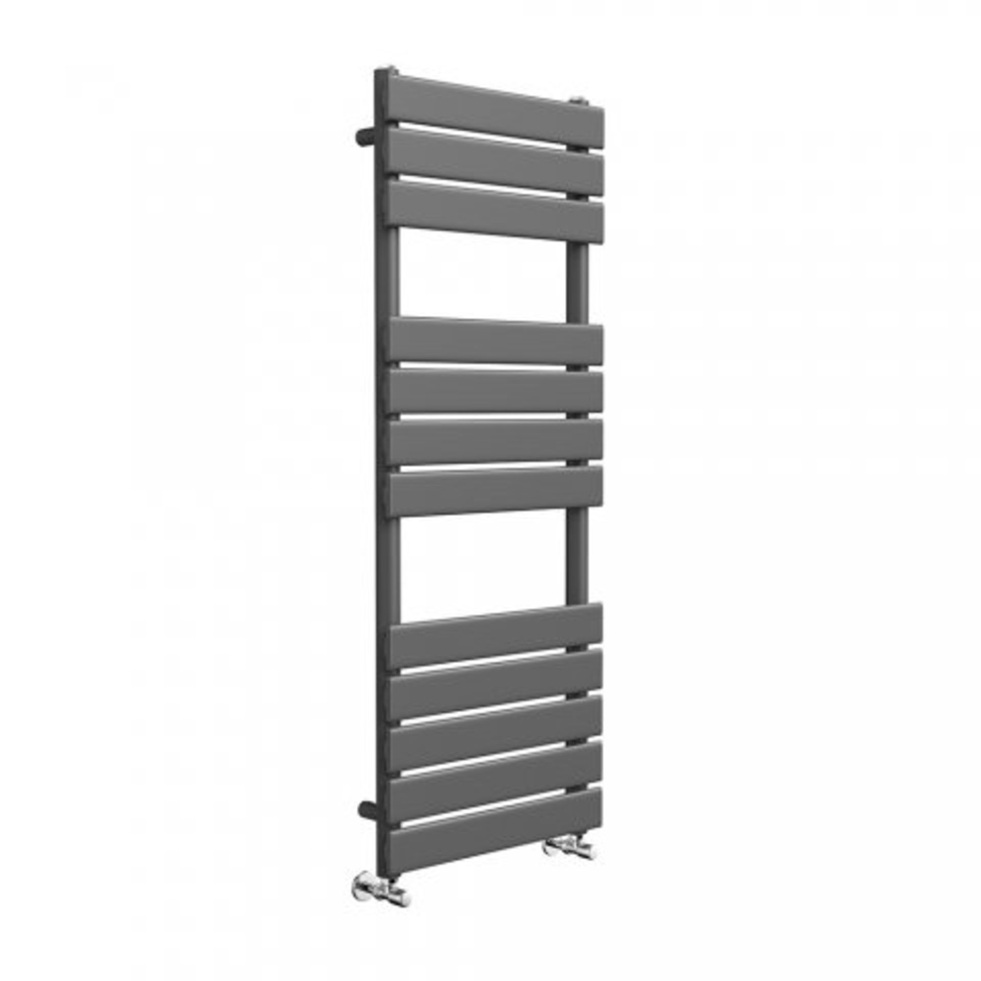 (O63) 1200x450mm Anthracite Flat Panel Ladder Towel Radiator. RRP £349.99. Heat Efficiency Our - Image 3 of 4