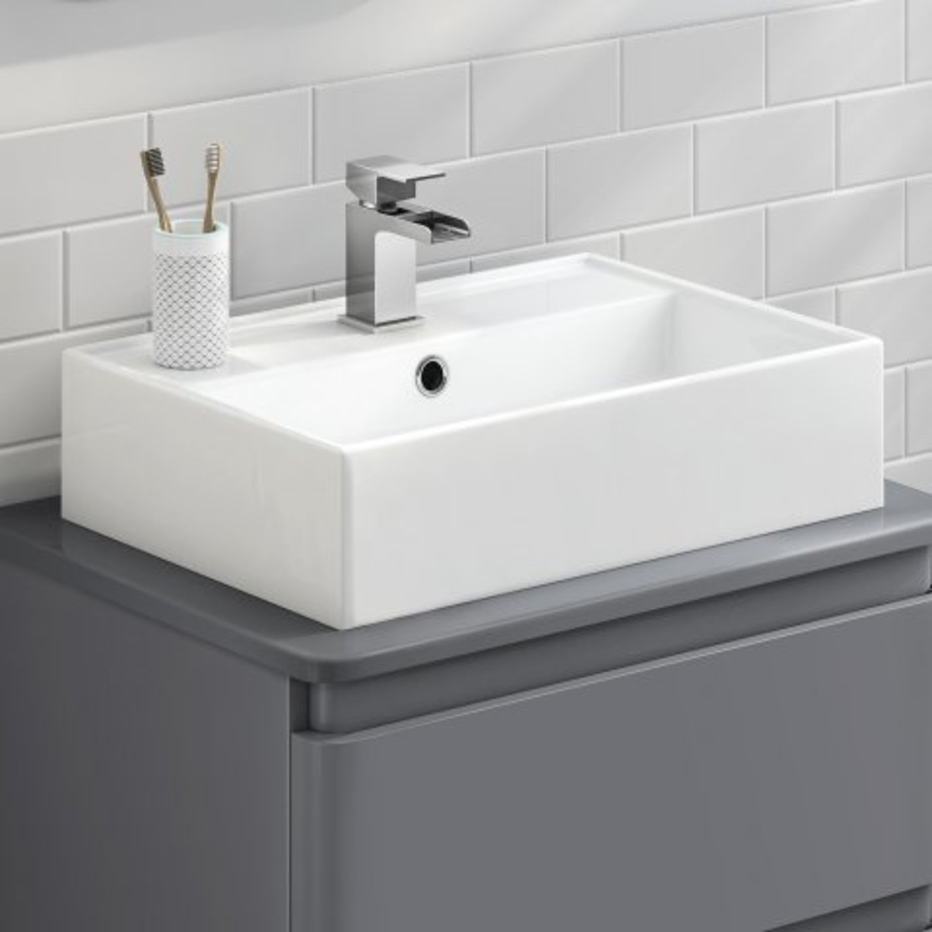 (O47) Elisa Wall Hung Counter Top Basin. RRP £99.99. Classy and practical, our contemporary